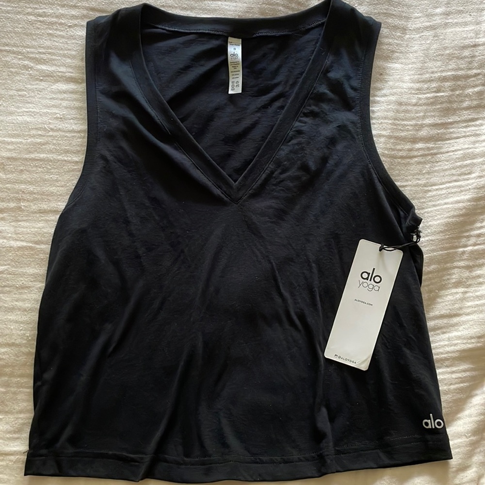 ALO Yoga womens black v neck top